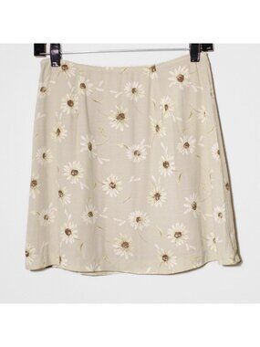 Vintage Express Daisy Floral Mini Skirt 90s Neutral Coquette Cottagecore Sz 5/6